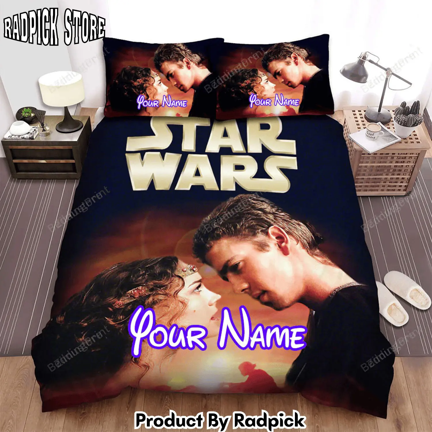 Radpick star wars episode ii attack of the clones reimagined movie poster bed sheets duvet cover personalized name bedding sets rp3271963